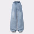 thumbnail image 6 of Xijirk Girls Pants Casual Denim Jeans Loose Wide Leg Trousers With Heavy Distressed Elastic Waist Solid Color For Summer Daily Wear,Blue,7-8 Years, 6 of 9