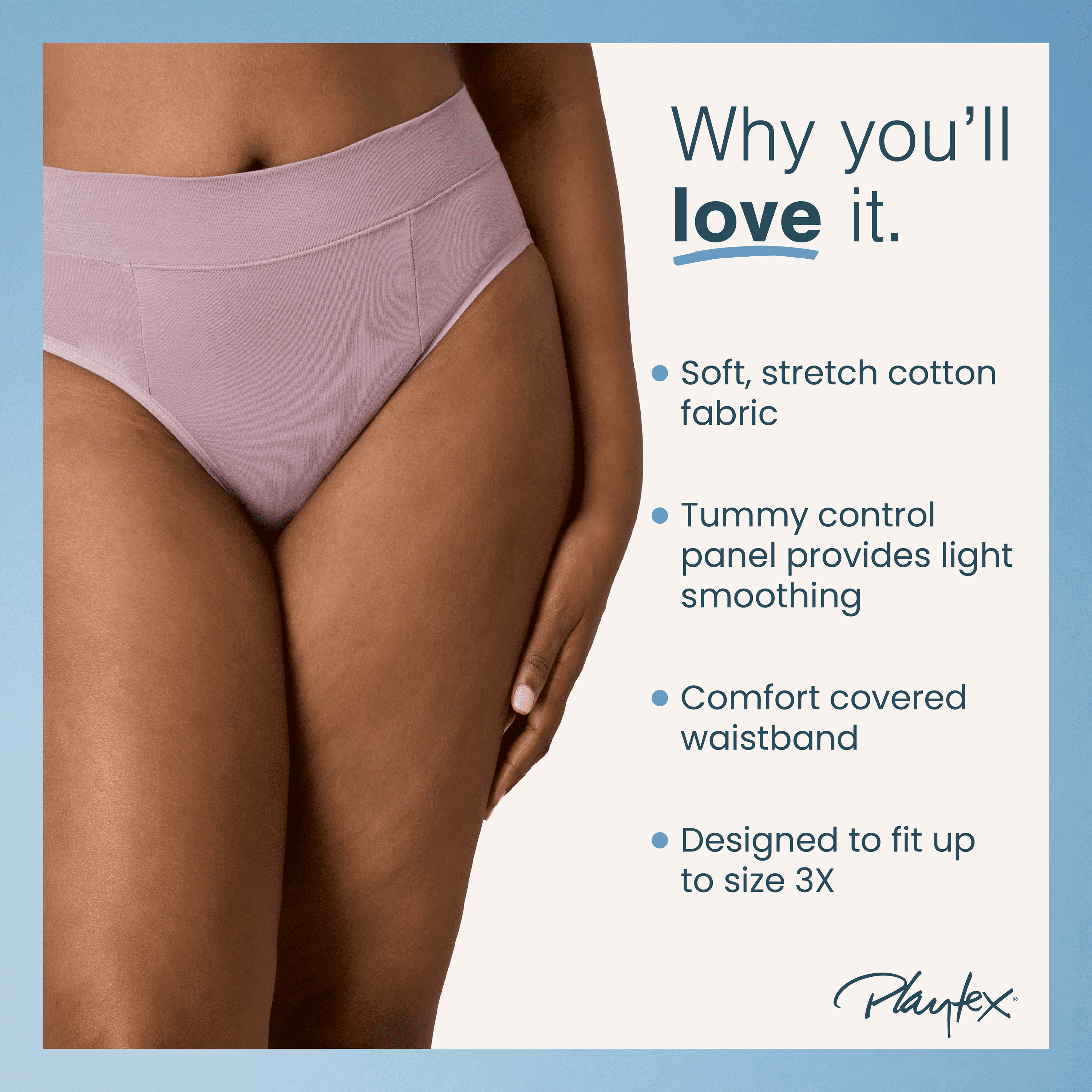 Playtex Women's Cotton Stretch Light Smoothing Underwear High-Leg Brief, 3-Pack