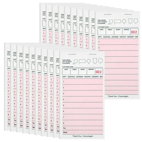 Bloques de notas para servidor ZPARNO, 20 unidades, color rosa, 300 hojas, para camarera