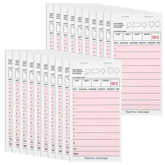 Bloques de notas para servidor ZPARNO, 20 unidades, color rosa, 300 hojas, para camarera