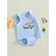 thumbnail image 5 of BemeyourBBs Newborn Baby Boy Summer Clothes Cute Infant Baby Boys Fishing Outfit Bubble Romper Overalls Sleeveless Shark Crab Embroidery Bodysuit Jumpsuit Playsuit, 5 of 9