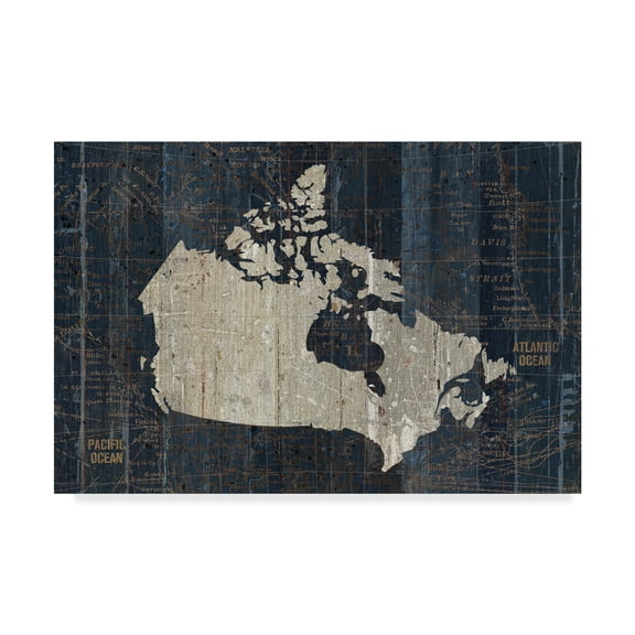 Trademark Fine Art 'Old World Map Blue Canada' Canvas Art by Wild Apple Portfolio