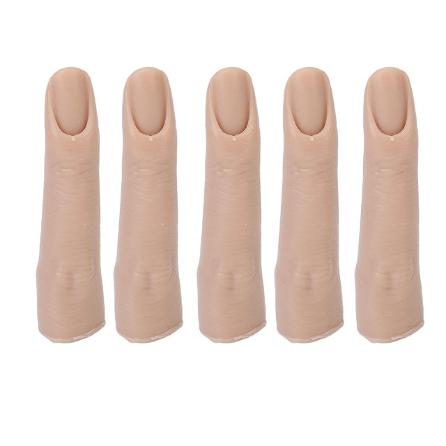 Silicone Practice Fingers for Tattoo Acrylic Nails Flexible Joints Nail Finger Models Dark Skin Color