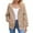 Khaki, variant on Women's Hooded Pocket Sweatshirt Jacket Long Sleeve Solid Color Zip Up Fleece Casual Outerwear with Kangaroo Pouch Trendy Street Style for Everyday Wear,Black L