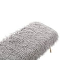thumbnail image 7 of 47" Faux Fur Plush Ottoman Bench, Modern Fluffy Upholstered Rectangular Bench Footstool with Golden Metal Legs, Cute Vanity Chair Makeup Chair for Entryway Living Room Bedroom, Grey, 7 of 7