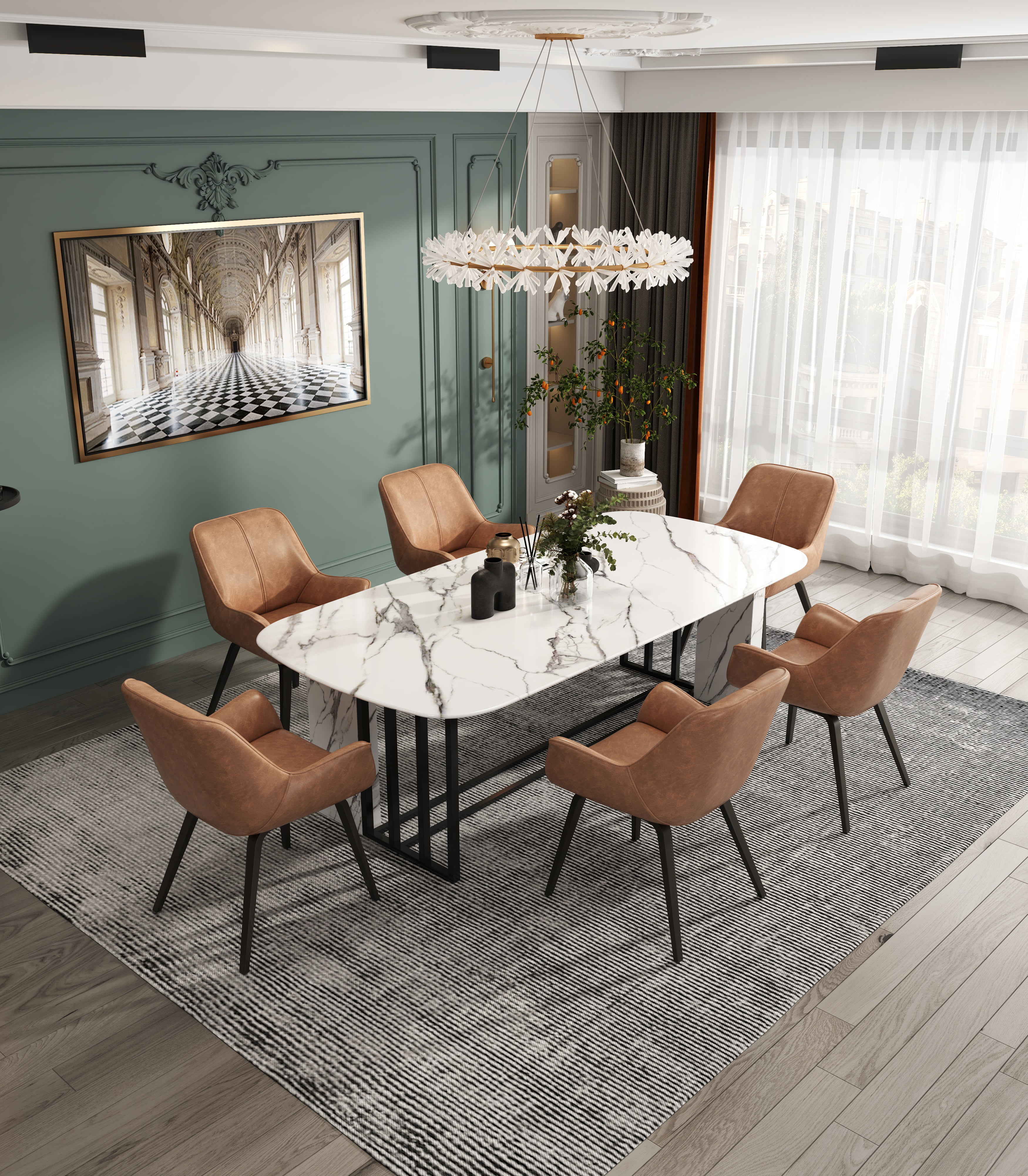 Homy Grigio Faux Leather Living Room Chairs With Armrest, Dining Chairs Set of 2 (Yellow)