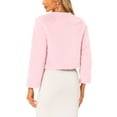 thumbnail image 3 of INSPIRE CHIC Cropped Open Front Jacket for Women's Faux Fur Long Sleeve Bolero Winter Coat M Pure Pink, 3 of 5