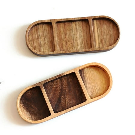

SHELLTON 2Pcs Soy Sauce Dish Oval Sauce Vinegar Plate Creative Retro Wooden Seasoning Dip For Oil Salt Soy Sauce And Vinegar Etc.