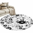 thumbnail image 6 of Vintage Flowers Round Rug 3ft Washable Circle Entryway Rugs Non Slip Black White Farmhouse Floral Plants Area Rug Indoor Floor Carpet for Bedroom Kitchen Living Room Home Office Dining Room Nursery, 6 of 8