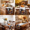 thumbnail image 4 of Fall Halloween Table Runner - 72 Inch Long Orange Pumpkins Wizard Hats Floral Bats Horror Cotton and Linen Blended Dress Scarves Farmhouse Table Runner for Kitchen Dining, Coffee Table, 13" x 72", 4 of 8