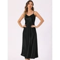 thumbnail image 4 of DARING DIVA Satin V Neck Spaghetti Strap Silky Maxi Dress S Black, 4 of 6