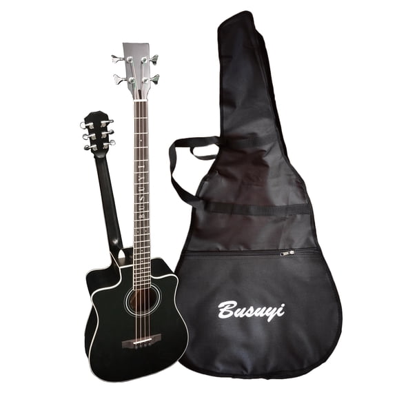Busuyi Electric Guitar 4 String Bass 6 String Lead Acoustic, Travel Acoustic Guitar with Classical Metal Heel 41inch Bass Guitar, 39inch Acoustic Guitar, Double Neck Guitar (Black)