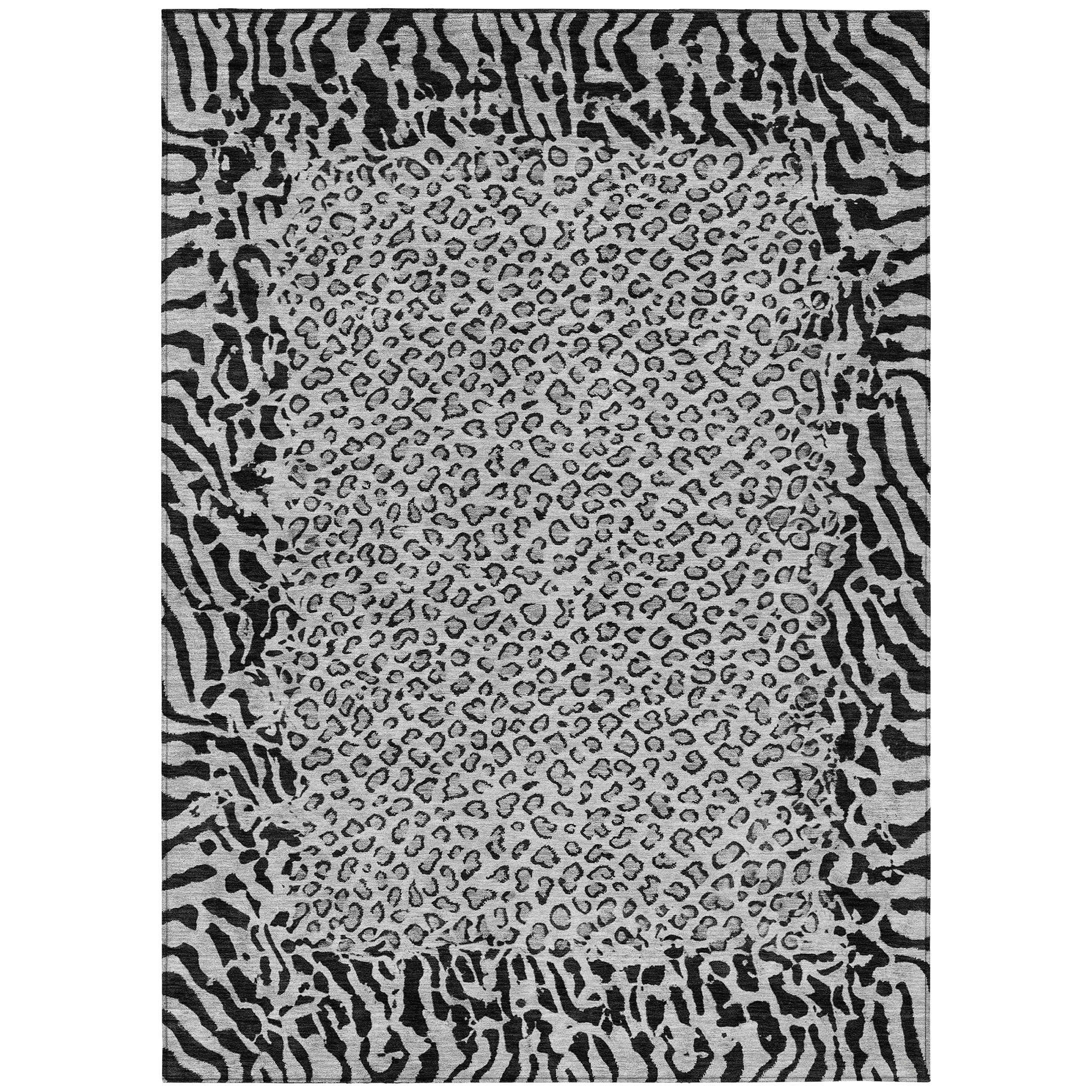 Addison Rugs Chantille Indoor/Outdoor Transitional Animal Skin Gray Washable Rectangle Rug, 5' x 7'6"