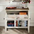 thumbnail image 3 of Buffet Sideboard Cabinet Farmhouse Modern 3 in 1 Storage Cabinet with Adjustable Shelves for Kitchen, Coffee Bar, Living Room, White, 3 of 6