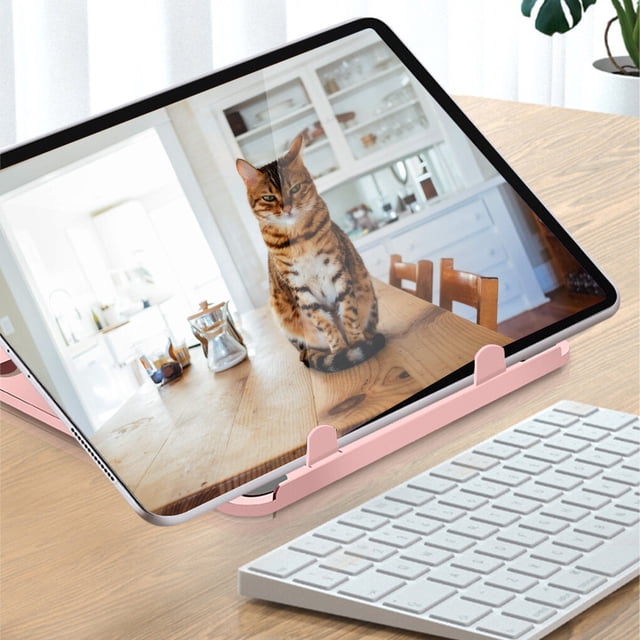 Langgg Support de Tablette en Plastique Ergonomique Pliable Dissipation de Chaleur Rotation Angle Réglable Charge de Poids 15kg Rose