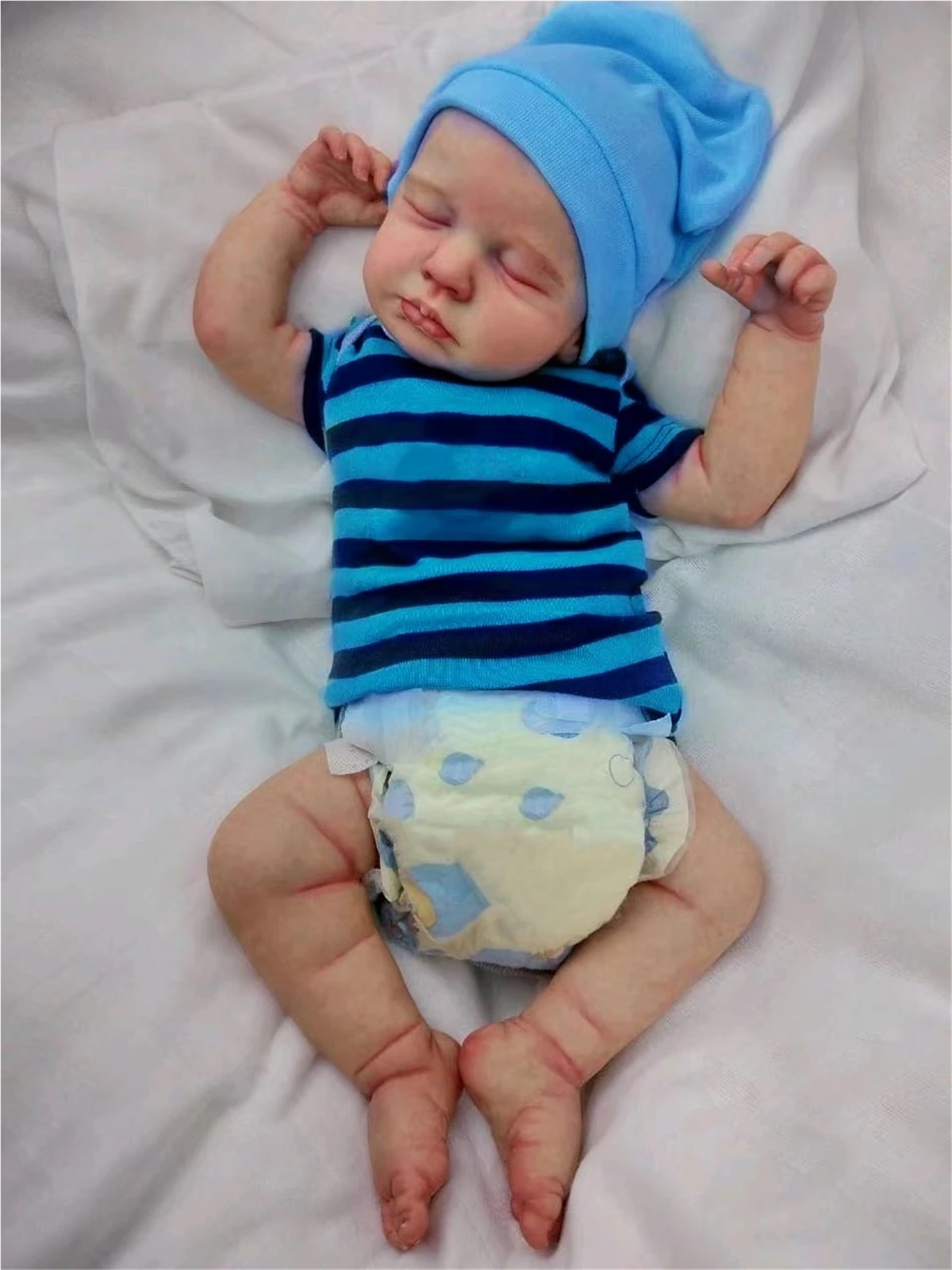19inch Reborn Baby Doll Loulou Newborn Baby Size Handmade 3D Skin Painted Hair Visible Veins Chrismtas Gift