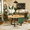 Green1, variant on KATBOC 47in Round Modern Farmhouse Dining Table Set with 4 Velvet Chairs, Walnut MDF Top & Black Metal Legs, Waterproof Kitchen Furniture for Small Spaces Apartment, Breakfast Nook, Dark Brown+Green