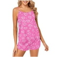thumbnail image 2 of Rciityk Hot Pinks Valentines Women Cami Pajama Set - Shorts Pajama Sets for Women 2 Piece - Fashion Cute Heart Print Spaghetti Strap Tank Tops and Shorts Lounges Pjs Sets, 2 of 4