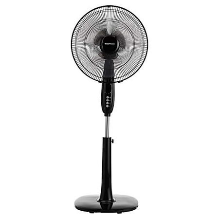 Amazon Basics Oscillating Dual Blade Standing Pedestal Fan with Remote - 16-Inch, Black (B07BNGPWT4)