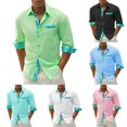 thumbnail image 2 of Mens Beach Hawaii Long Sleeve Slim Fit Shirt Casual Party Formal Tops Blouse, 2 of 7