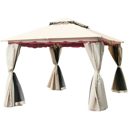 Gymax 13 x10 Outdoor Canopy Gazebo Art Steel Frame Party Patio Canopy Gazebo W/Netting