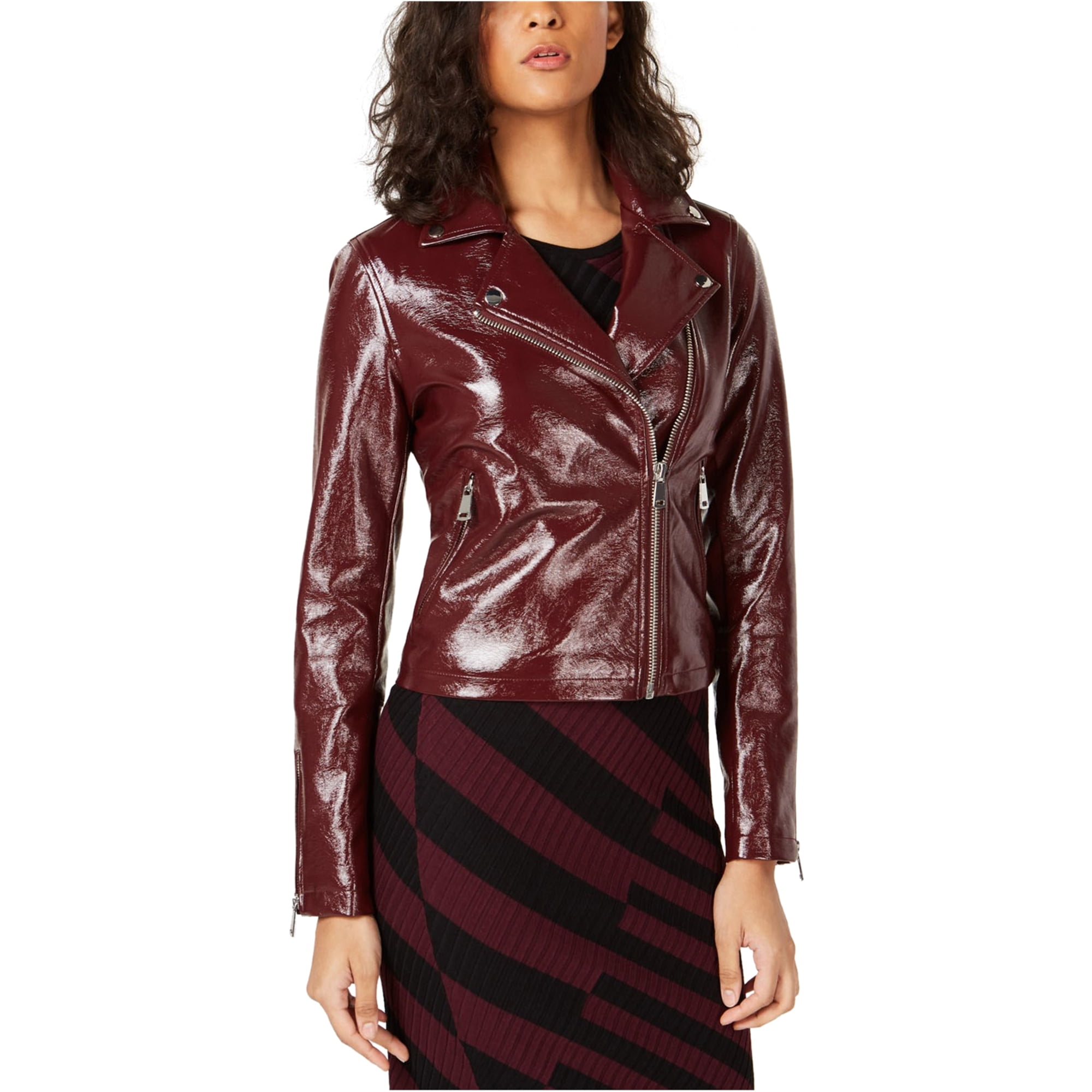 bar III Womens Zip-Front Faux-Leather Jacket, Red, Medium - Walmart.com