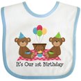 thumbnail image 3 of Inktastic Twins 1st Birthday Bears Boys or Girls Baby Bib, 3 of 4