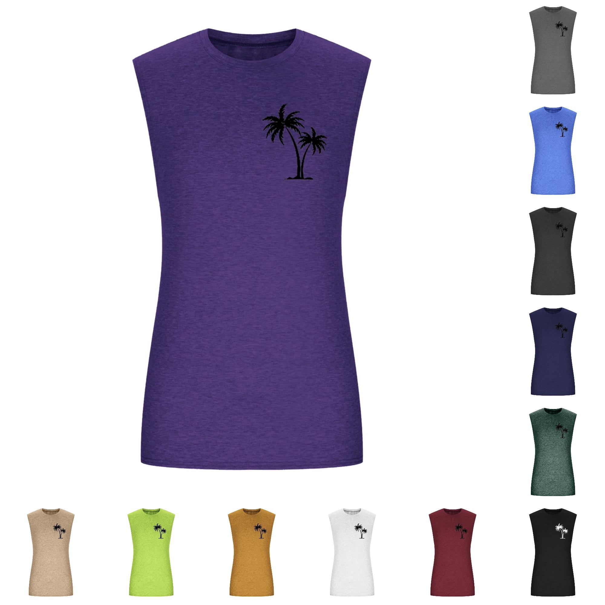 トップス bohex AWZXDE Mens Tops Summer Sleeveless Solid Color Fashion Print
