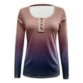 thumbnail image 4 of LYXSSBYX Womens Long Sleeve Tops Clearance Women's Fashion Casual Tops Crewneck Gradient Buttons Slim Long Sleeve Blouse, 4 of 4