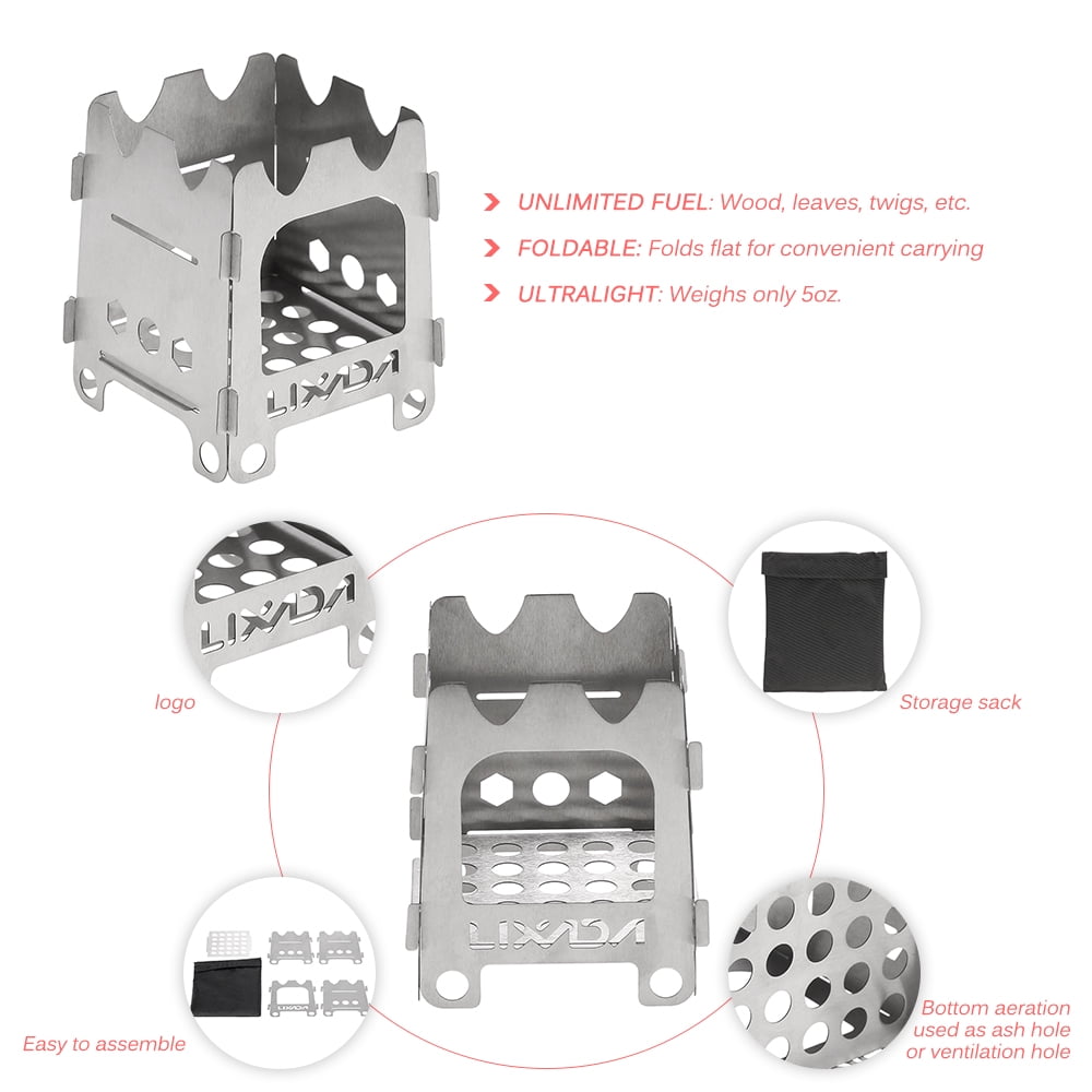 Titanium Outdoor Camping Stove Portable  Folding Wood Stove Pocket Stove Camping Fishing Hiking