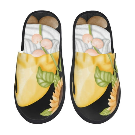 Balery Sunflower Gnomes5 Slient Indoor Furry Fleece Comfort House Shoes Soft Non-Slip Home Shoes Cotton slippers House Slippers-- Medium