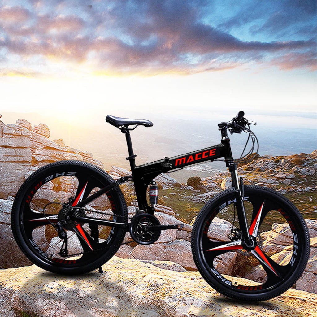 Details about   Folding Mountain Bike 26 inches wheels full suspension 21 Speed mens Bicycle 