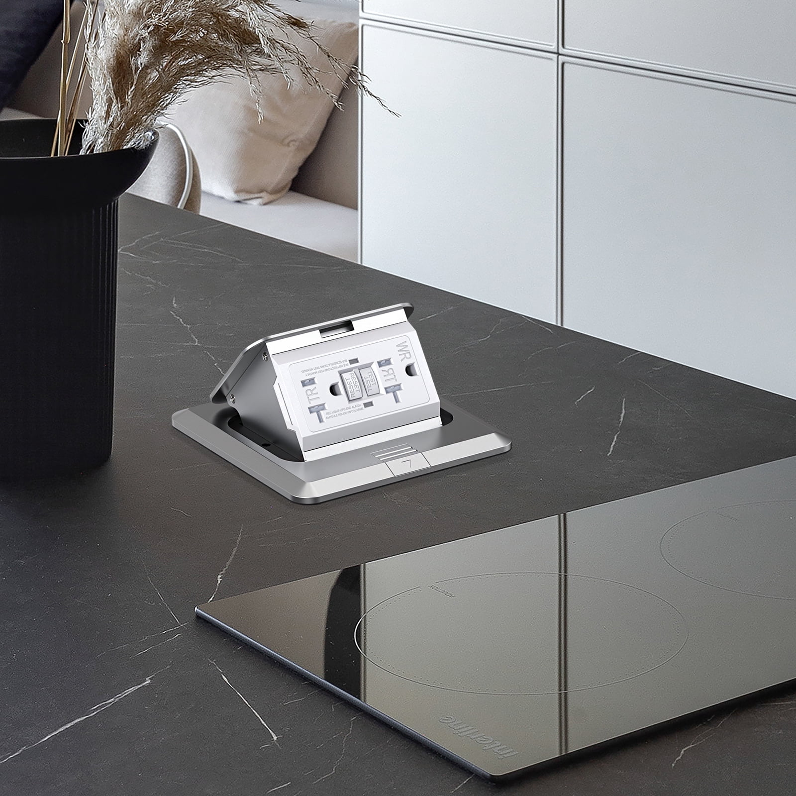 KYHSHJ Pop Up Floor Electrical Outlet with 20 Amp Stainless Steel GFCI Tamper Receptacle Outlet, Silver