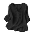 thumbnail image 4 of GZWYHT Womens Summer Tops Boho Tops Linen Shirts Cotton Gauze Tops Linen Tops Gauze Tops for Women Cotton Linen Tops Linen Blouses Tops for Women Trendy Peasant Tops Embroidered Shirts Black 3XL, 4 of 9
