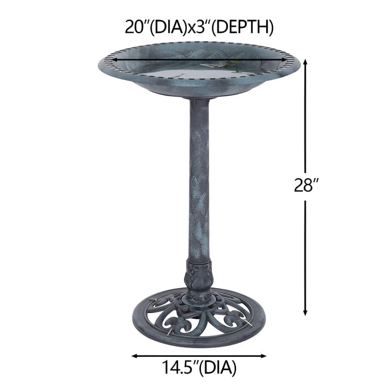HomGarden 28" Vintage Bird Bath, Antique Green photo 6