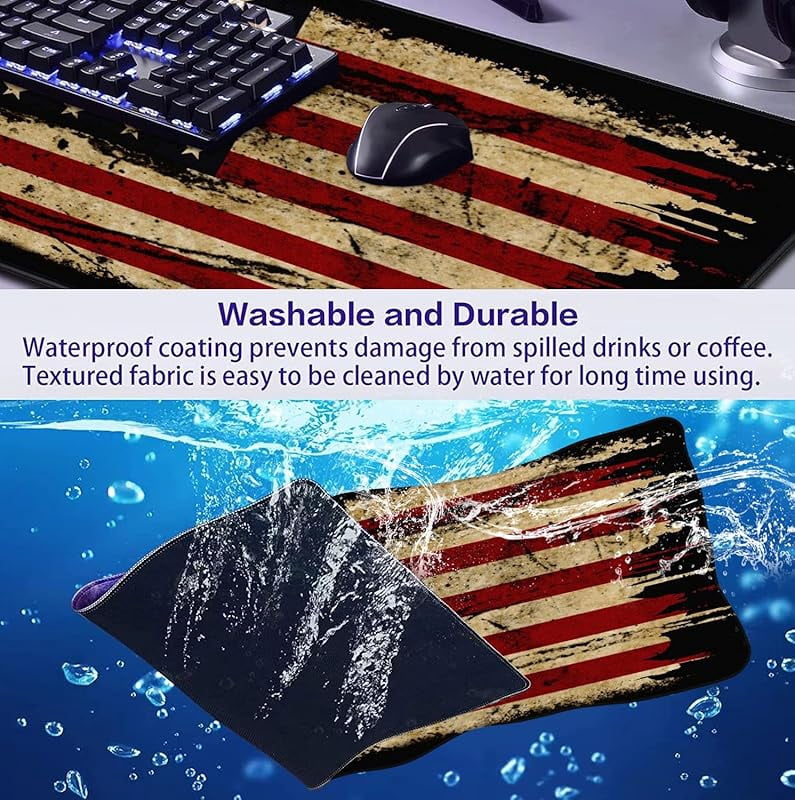 Large Extended Gaming Mouse Pad with Stitched Edges, Non-Slip Waterproof Rubber Base Mouse Pad for Office, Computer, Keyboard, Laptop and Home Desk Pad 35.4 x 15.7 x 0.12 Inch