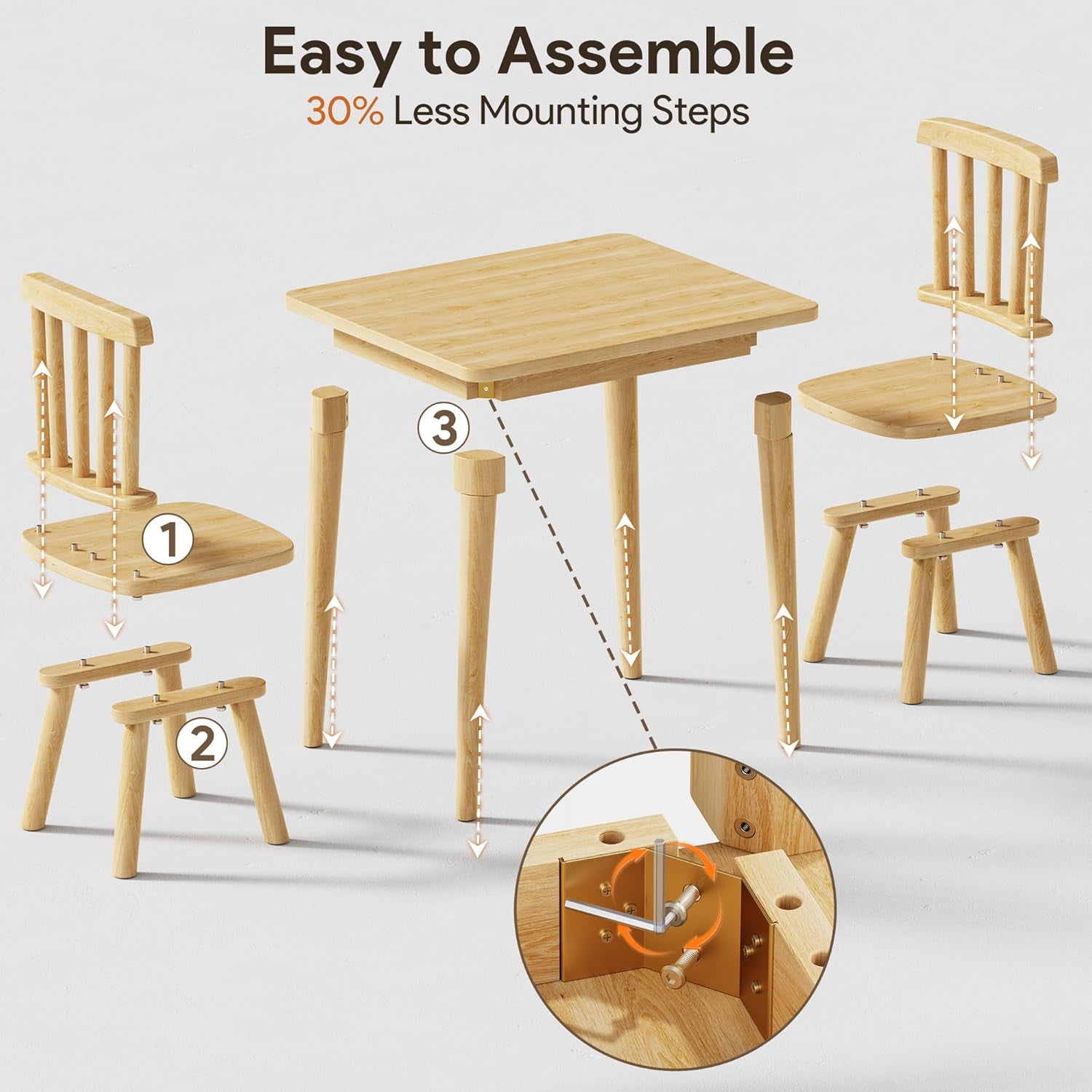 Brelley Solid Wood Kids Table and 2 Chairs Set, Toddler Desk 23.6" L x 19.7" W and Chair Set, Graffiti Desktop, Classroom/Daycare/Home, Children Multi-Activity Table for Ages 2-8