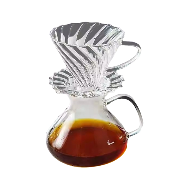 Pour over Coffee Maker Set Coffee Sharing Pot with Scale with Filter Cup for Home or Office 300ML,1 * coffee pot 1 * filter cup,Transparent