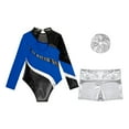 thumbnail image 6 of YONGHS Kids Girls Rhinestone Gymnastic Dance Leotard Tumbling Bodysuit with Shorts Scrunchies Set Royal Blue 12, 6 of 7