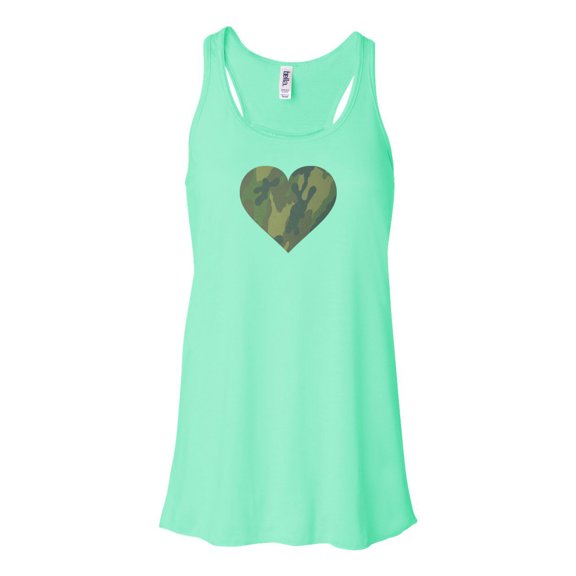"Racerback, Camo Heart, Camo Tank Top, I Love Camo, Fit, Workout Clothes, Soft Bella Canvas, Sublimation, Gift For Her, Racerback Tank Top, Mint , MEDIUM"