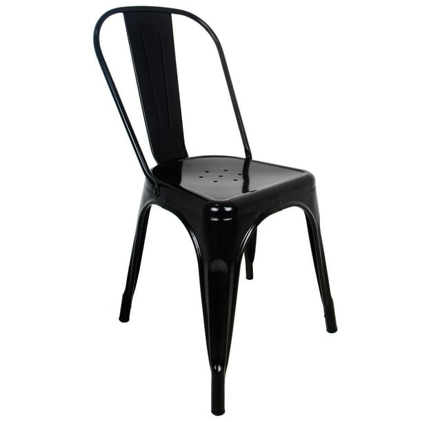 Silla Tolix Vintage De Metal Para Interior Exterior Comedor Minimalista negro