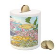 thumbnail image 3 of Mermaid Piggy Bank, Hand Drawn Mermaid Creature Swinging Rope Coral Reefs in Underwater World Art, Ceramic Coin Bank Money Box for Cash Saving, 3.6" X 3.2", Multicolor, by Ambesonne, 3 of 4