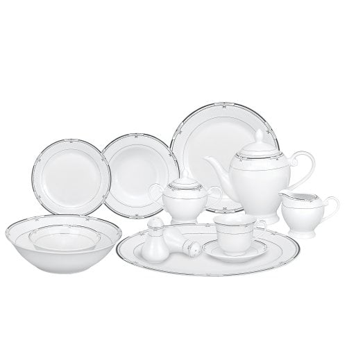 Lorren Home Trends 57Piece Porcelain Dinnerware Set, Rio, Service for