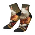 thumbnail image 3 of Salouo Haystack Meditating Cat Pattern Unisex Middle Tube Socks,Middle-Finger Knee High Socks Over The Calf Tube Stocking Crew Stockings for Women and Men Tube Socks, 3 of 8