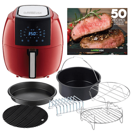 GoWISE USA 5.8-Quarts 8-in-1 Air Fryer XL with 6-PC Accessory Set + 50 Recipes for your Air Fryer Book (Chili