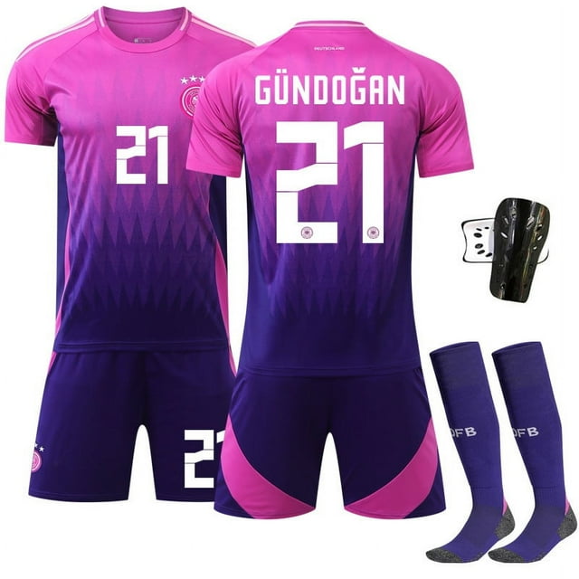 2024 Copa de Europa Alemania Camiseta de fútbol visitante No. 10 Musiala 13 Muller Jersey Uniforme de equipo para adultos para niños Verano21+calcetines+protectores de piernas