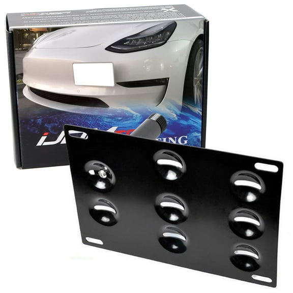 No Drill Front Bumper Tow Hook License Plate Mounting Bracket Adapter Kit For 2017-2022 Tesla Model 3