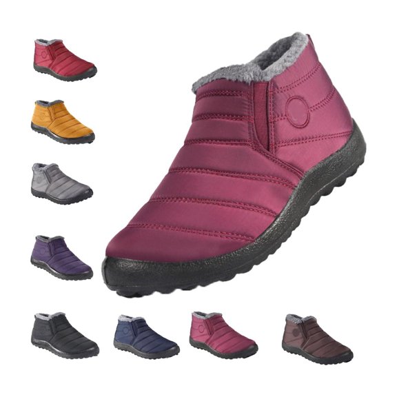 SACFOF Snow Boots for Women Winter Warm Ankle Booties Waterproof Comfortable Slip On Outdoor Fur Lined Lining Womens Snow Boots