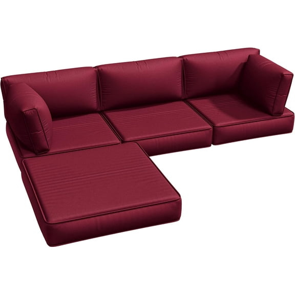9p Outdoor Cushions Waterproof and Replacement Patio Furniture Cushions for 4-seat Sectional Rattan Conversation Set, Fits Outdoor Sectional Sofa Couch and Chair Set of 4