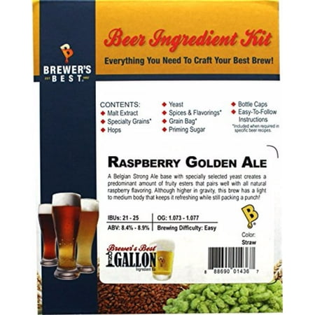 Brewer's Best One Gallon Home Brew Beer Ingredient Kit (Raspberry Golden (Best Non Alcoholic Beer)